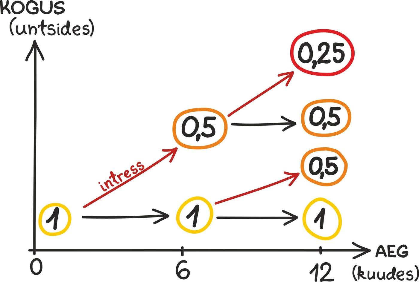 1 unts kulda, 50% intressi poolaastal<br>