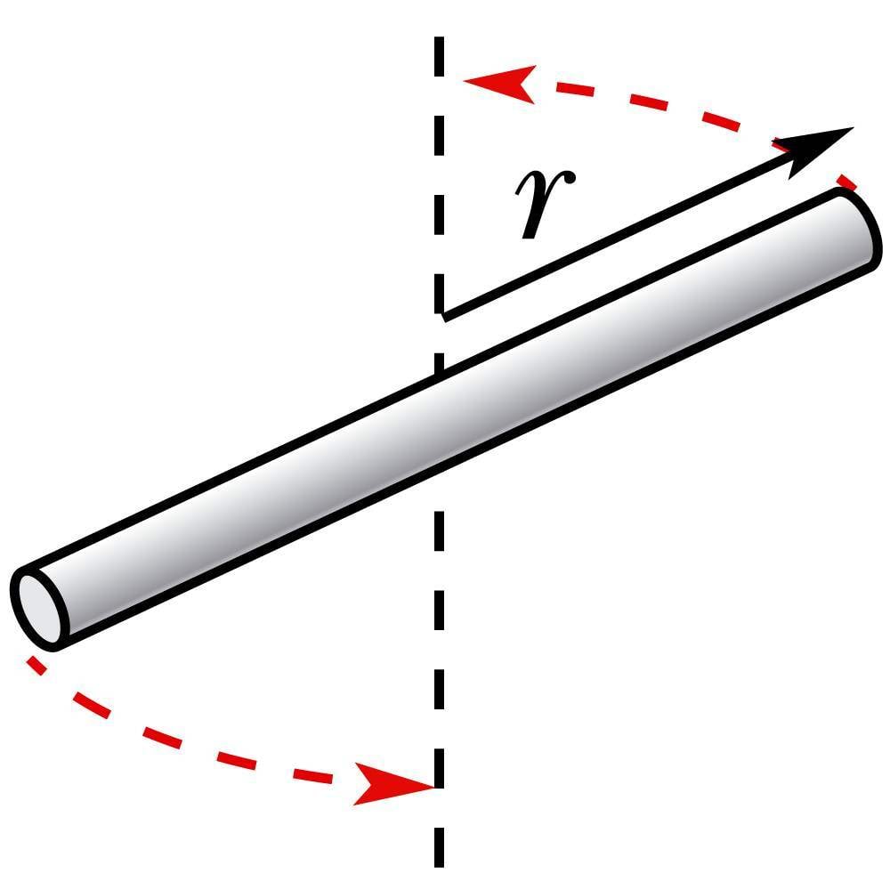 Lõpmata peenike varras pöörleb selle keset risti läbiva telje suhtes