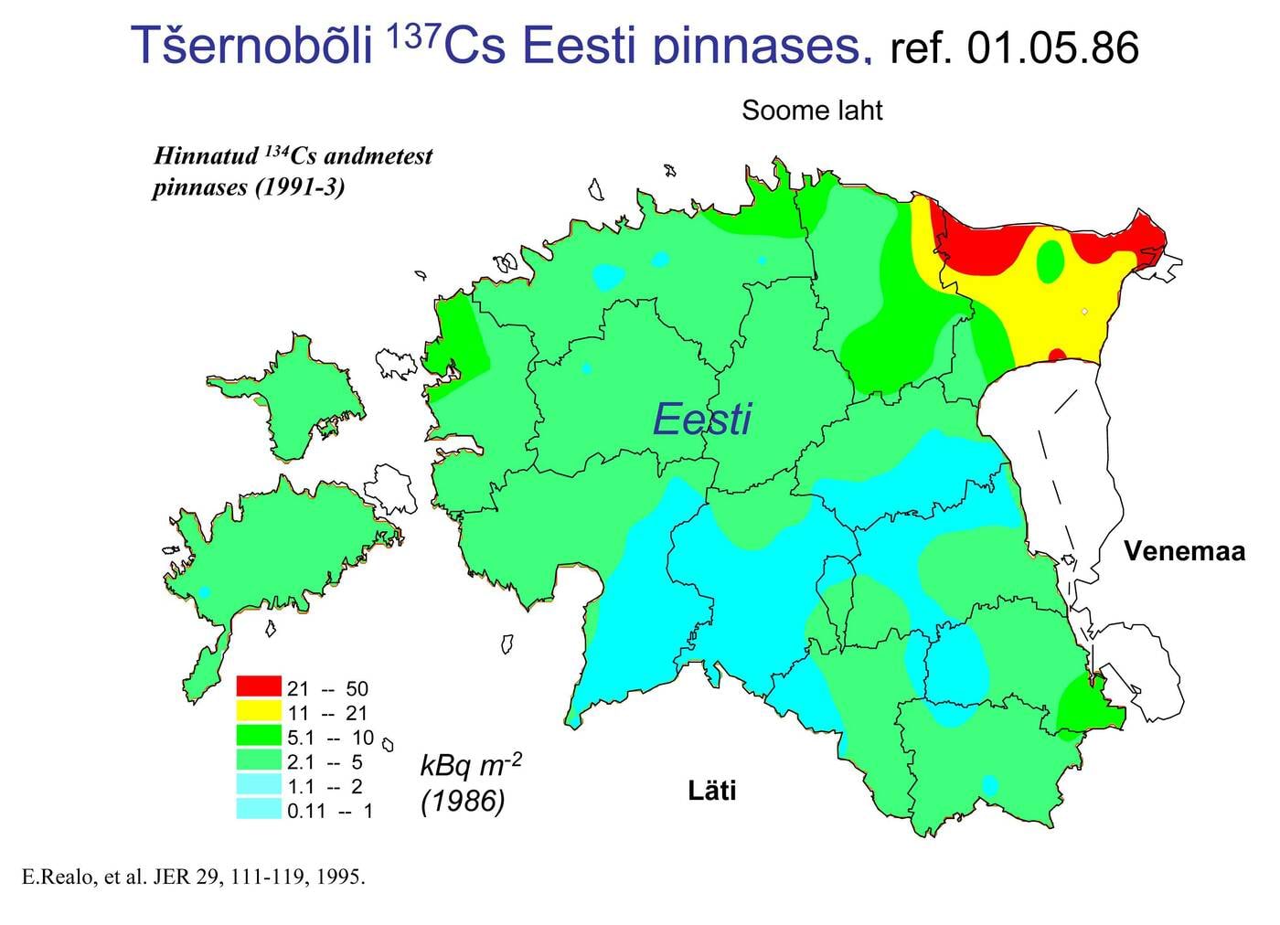Tšernobõli reostuse levikukaart