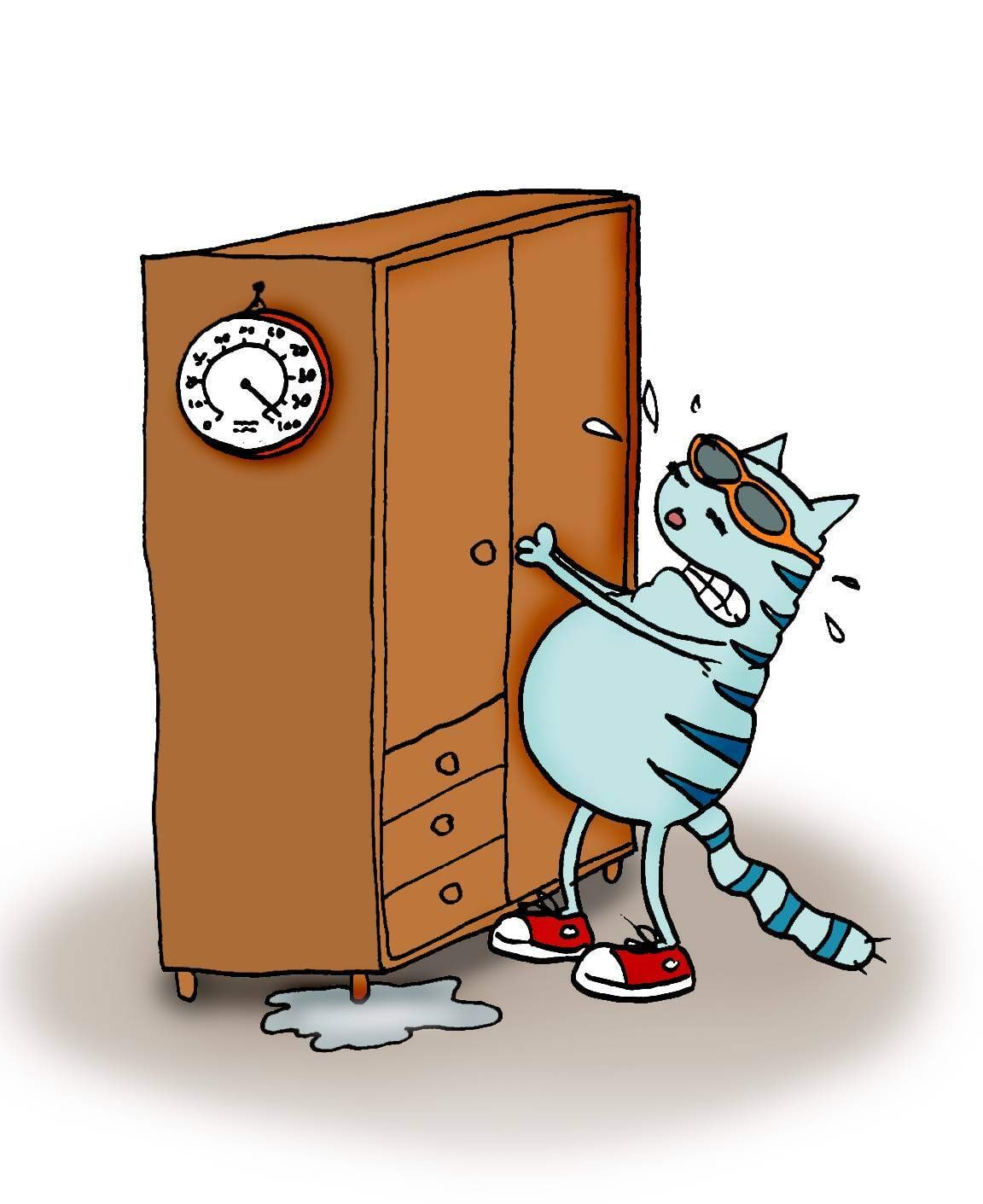 Kass ei suuda avada niiskuses pundunud kapi ust