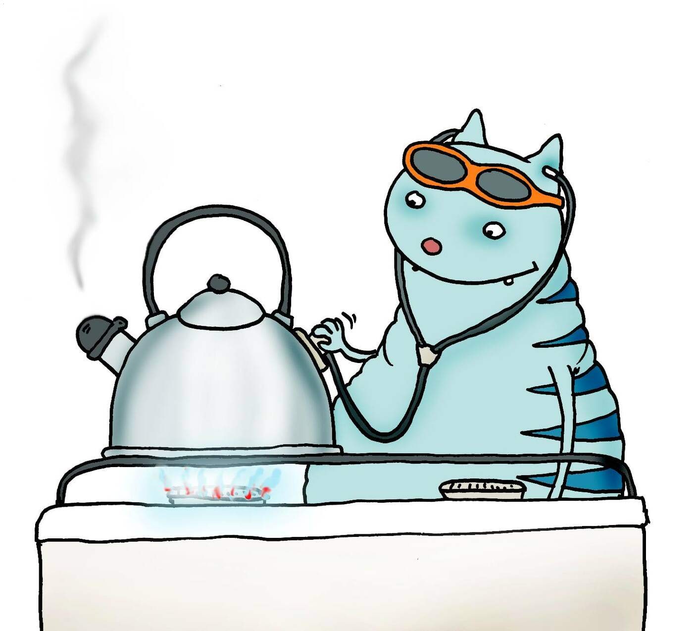 Kass kuulab, kas vesi kannus on juba keema läinud<br>