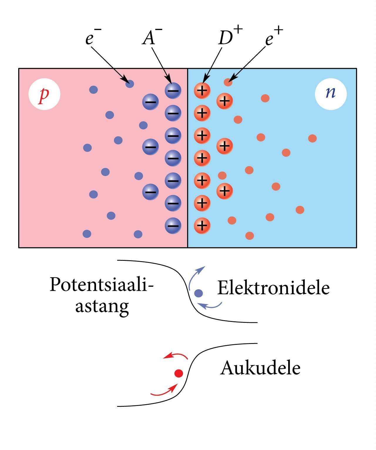Potentsiaaliastangu (tõkkekihi) kujunemine pn-siirdel