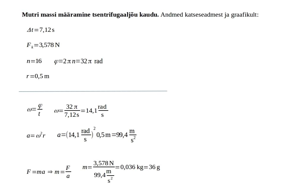 Mutri massi määramine: rehkendus
