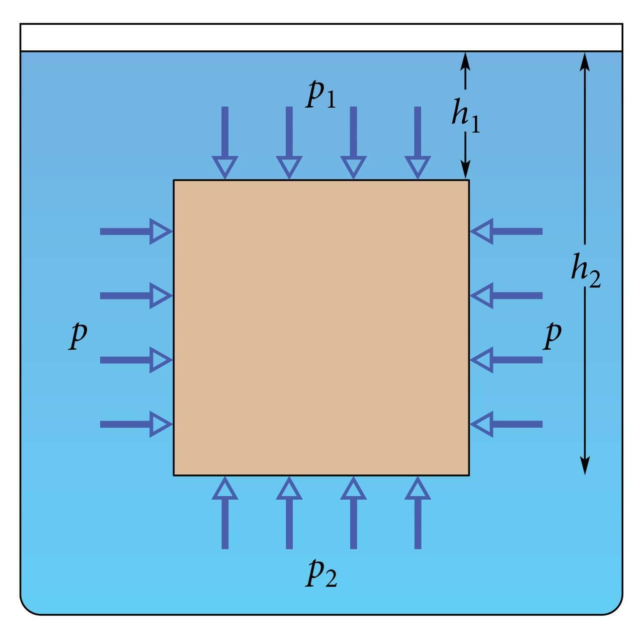 Forces acting on the floating block